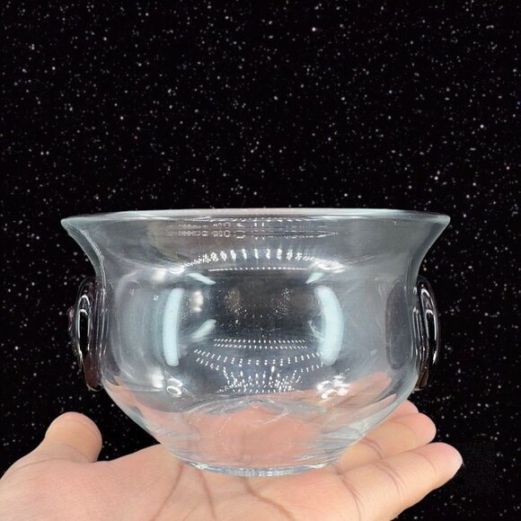Hand Glass Clear Bowl Dish With Purple Amethyst Medallion On Both Sides HandMade - Picture 10 of 11